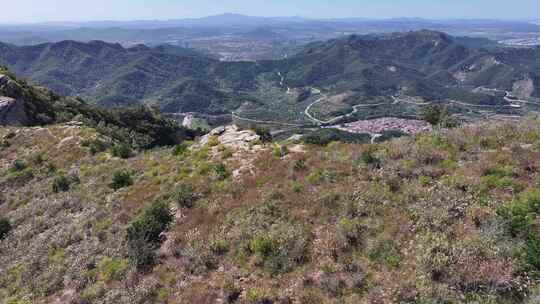 航拍威海里口山里口顶绝望坡秋季山野风景