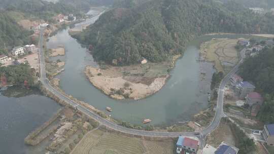 航拍衡东洣水十里画廊风景