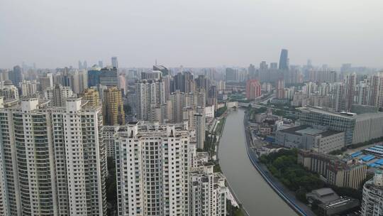 上海苏州河上海普陀路段4K航拍