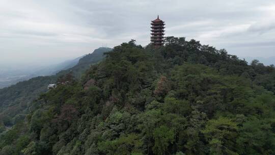 重庆北碚缙云山观景塔人文景观航拍