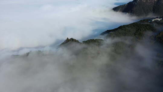 江西某地航拍高山云雾云海森林