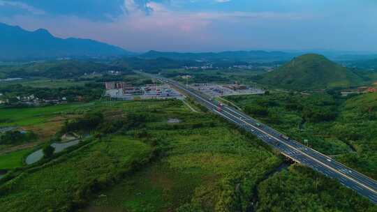 航拍广东高速公路车流 乐广许广