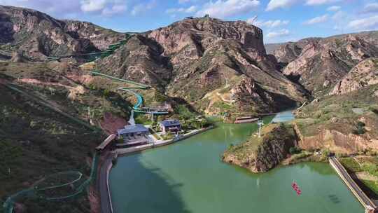 航拍山水景区 河北宣化桑干河大峡谷