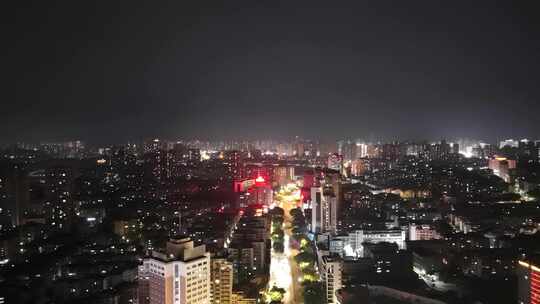 航拍四川自贡夜景自贡城市风光