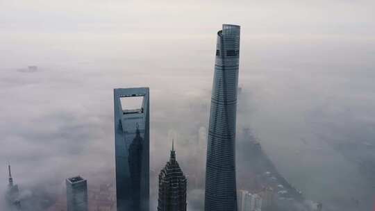 上海陆家嘴平流层大气云端航拍