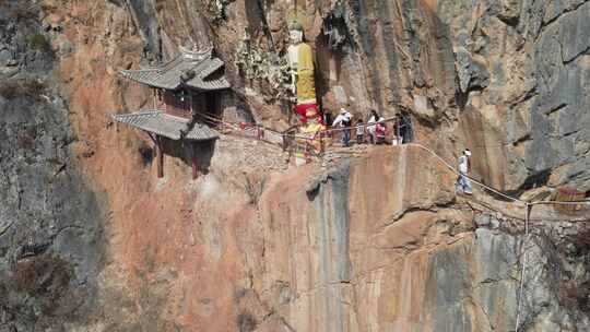 云南大理宾川观音箐悬空寺航拍