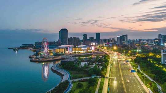 青岛西海岸夜景航拍延时