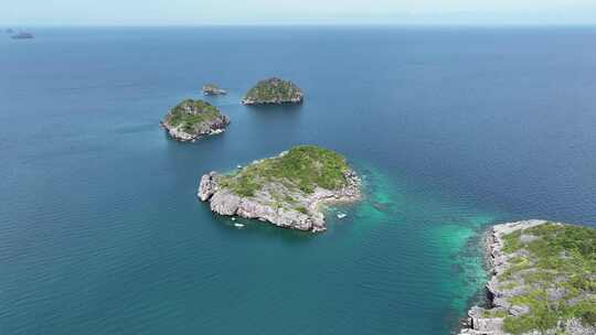 泰国安通国家海洋公园海岛浮潜自然风光航拍视频素材模板下载