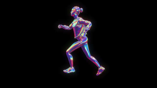 4K全息科技元素-女人跑步带通道侧面视频素材模板下载