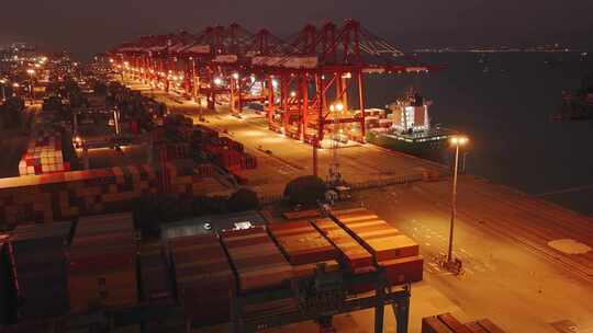 广州最大港口南沙港货运码头航拍高清4K视频视频素材模板下载