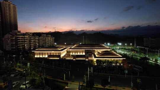 广西玉林博白新体育馆 学青会夜景航拍