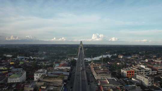 Siak Bridge IV鸟瞰图（Abdul Jalil Alamuddin Syah Bridge）视频素材模板下载