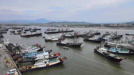 广东博贺渔港航拍视频素材模板下载