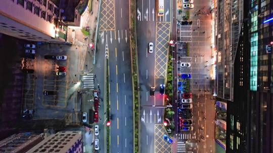晚上深圳市区天安云谷智慧园区城市道路航拍