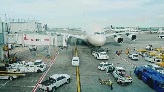 黄昏机场空运物流装卸