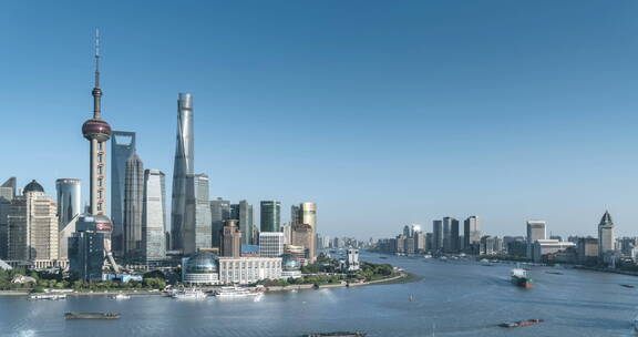 上海黄浦江两岸的城市景观延时摄影视频