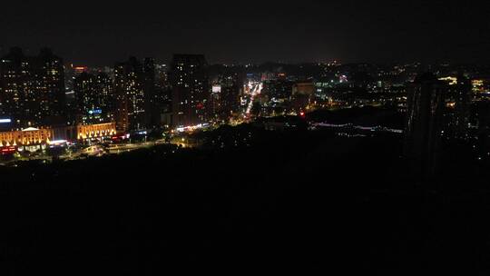 泉州晋江夜景航拍东海泰禾广场城市江滨夜景视频素材模板下载