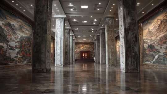 庄严肃穆的人民大会堂内部场景展示