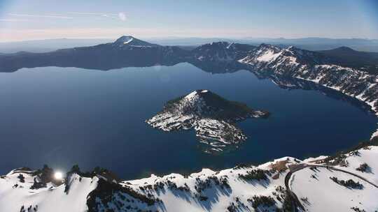 湖，火山口，岛，水