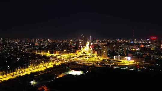 城市夜景鸟瞰航拍视频素材模板下载