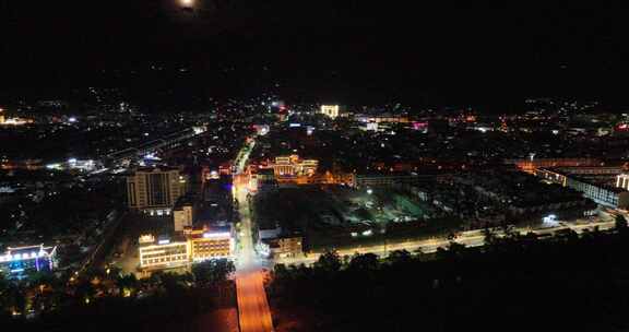 云南德宏梁河县夜景航拍