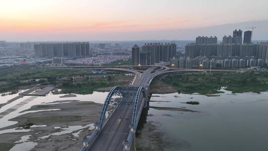 洛阳瀍河恒大绿洲李城桥东环桥航拍生态湿地