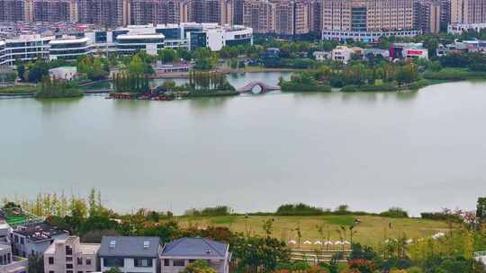 湖南长沙湘江江滩公园航拍橘子洲岳麓山风景