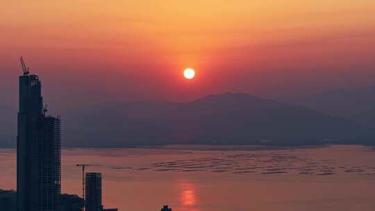 深圳海上日出过程延时