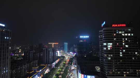 江门汇悦大融城夜景航拍城市建筑风光夜晚