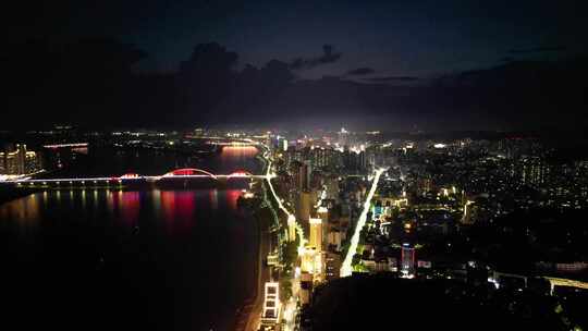 广西梧州城市夜景航拍