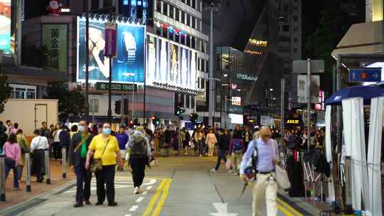 香港街头行人街道人流步行街人群人来人往