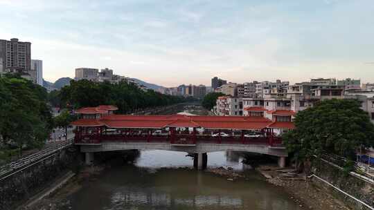 广东云浮南山河城市风光航拍