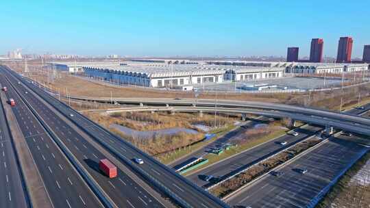 天津国家会展中心国展会展津南地标航拍素材