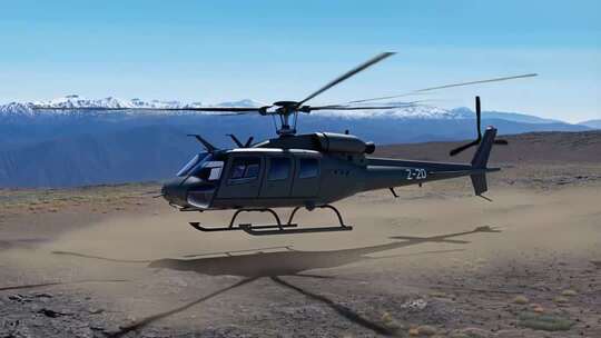 直升机于山地起飞素材