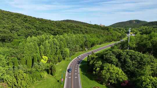 沿山公路 山路跟车航拍 景观道路