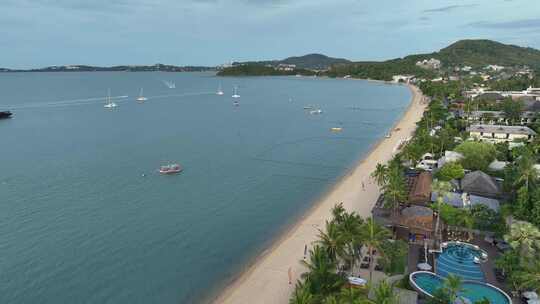 泰国苏梅岛波普海滩海湾航拍自然景观视频素材模板下载