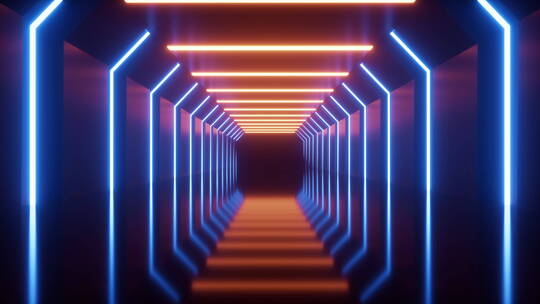 霓虹光线隧道3D渲染