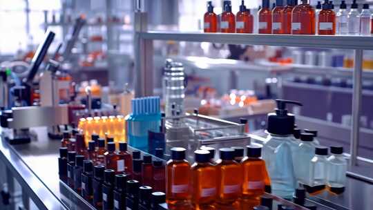 美妆工坊生产车间 多彩瓶罐香水制造护肤产