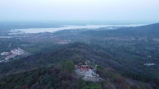 武汉龙泉山风景区远眺亭航拍