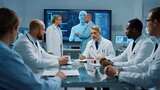 医生团队会议室探讨医疗问题高清在线视频素材下载