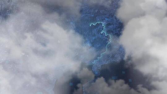 广西省地图-云雾俯冲勾勒轮廓