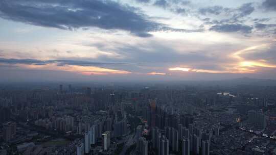 江西赣州城市晚霞夕阳西下晚霞航拍