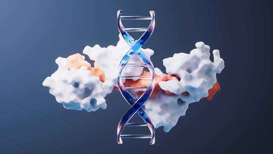 生物科技概念DNA与蛋白质动画3D渲染
