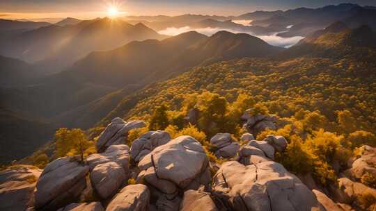 山峦日出全景