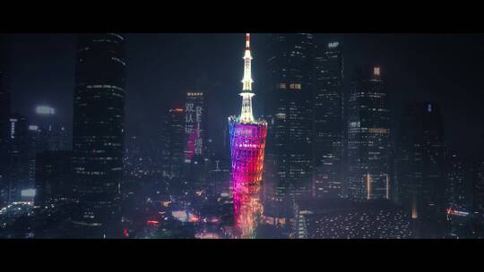 广州塔夜景航拍视频素材模板下载