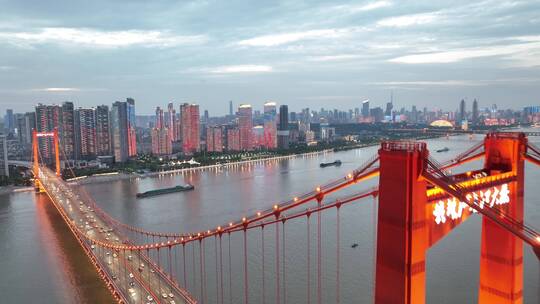 武汉鹦鹉洲长江大桥直推上升镜头，2022最新