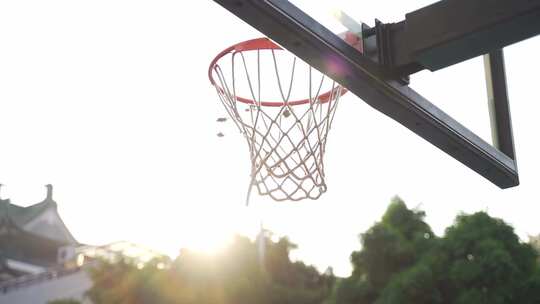 校园实拍空镜 操场 篮球场