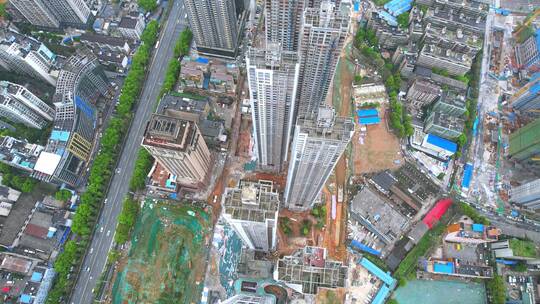 俯拍城市高层建筑房地产开发