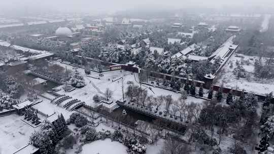 航拍洛阳白马寺雪景