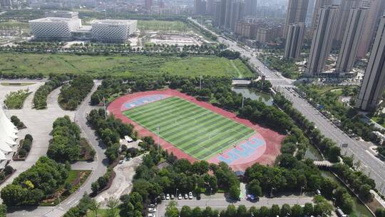 航拍湖北荆州体育馆市民中心视频素材模板下载